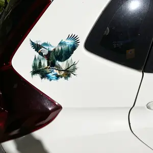 1PC  Cool Eagle Spreading Its Wings  Deep Forest Style Car Sticker  Waterproof and Sun-proof  Easy To Apply  Suitable for Car Windshields  Motorcycles  Laptops  To Highlight Style  Decorative Stickers  Necessary To Block Scratches