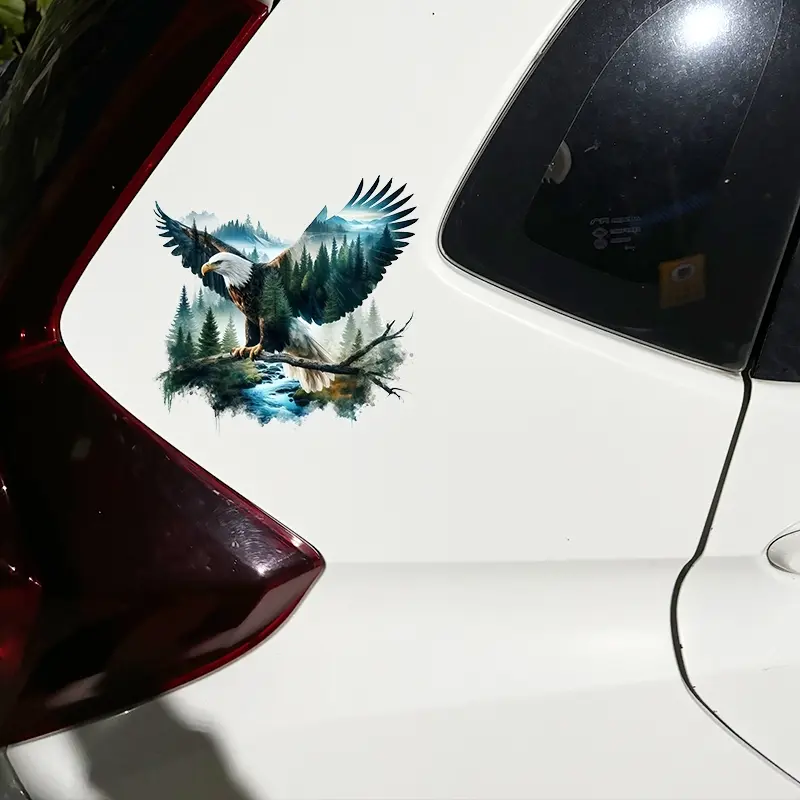1PC  Cool Eagle Spreading Its Wings  Deep Forest Style Car Sticker  Waterproof and Sun-proof  Easy To Apply  Suitable for Car Windshields  Motorcycles  Laptops  To Highlight Style  Decorative Stickers  Necessary To Block Scratches
