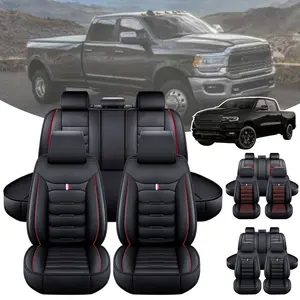 For Dodge Ram 1500 2500 3500 2009-2020 2021 2022 2023 Pickup Trucks Car Seat Covers Full Set PU Leather Front Rear Cushion Non-slip Pad Mat Waterproof