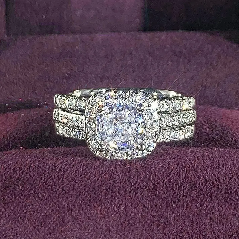 Elegant Rhinestone Decorated Ring, Pave Engagement Ring, Bridal Engagement Ring, Wedding Engagement Ring, Fashion Engagement Rings, Beautiful Rings, Fashionable Jewelry, Fashion Accessories for Women, Trendy All-match & Exquisite Jewelry for Birthday Gift