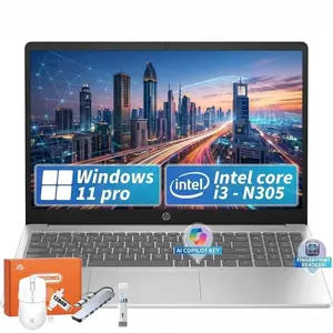 HP 15.6" FHD Laptop, Intel i3-N305, 8GB RAM, 256GB SSD, FR ID, Silver | Laptop for Students and Business, 15.6" FHD IPS Micro-Edge Anti Glare Display, Fingerprint Reader, WIN 11 Pro