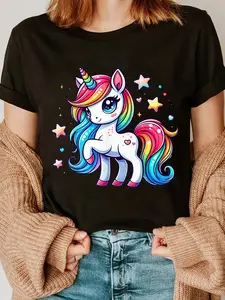 100% Cotton Unicorn For Girls Cute Rainbow Magical Unicorn T-Shirt