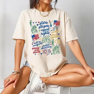 Liberal 4th of July Shirt, Doodle USA Political Tee, Anti Independence Day, Equal Rights, Anti Ice, Peace, Resist Tee, 4th Of July Shirt