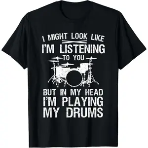 Funny Drummer Design For Men Women Drumline Drumming Drummer T-Shirt Graphic tees