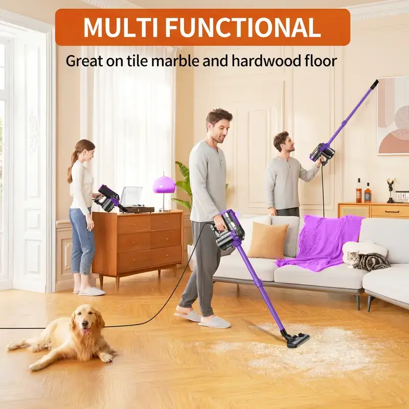 600W Powerful Motor with 18KPA Suction! Suitable for 110V Voltage, This Corded Vacuum Cleaner Quickly Sucks Up Dust from Crevices, Ensuring a Deep Clean Without Leaving Any Traces.