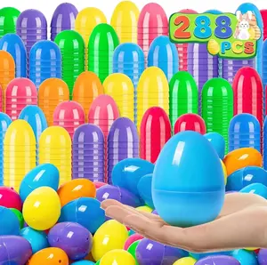 288 PCS 3.15" Plastic Easter Eggs Bulk, Empty in 8 Colors, Fillable Colorful Easter Eggs with Hinge, Perfect for Easter Hunt, Basket Stuffers Fillers and Easter Theme Party Favors