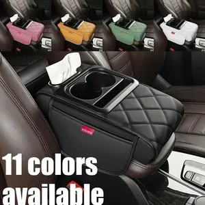 11 colors available, Upgraded 3-in-1 Car Center Console Organizer – PU Leather Armrest Box Booster Pad with Cup Holder & Storage Tray, Universal Fit for 95% Vehicles, Car Storage Organizers (Perfect Gift for Dad – Christmas & New Year)