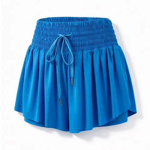 2-in-1 High Waisted Workout Shorts for Women with Pockets - Flowy Athletic Shorts for Golf & Tennis, Yoga Running Shorts, Spandex Elastic Waist with Drawstring, Cute Summer Lounge Outfit