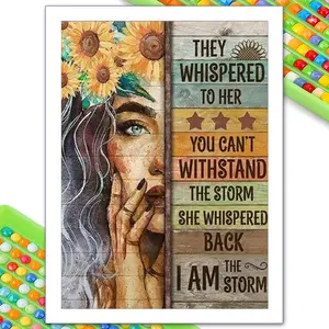 Adult Beginner 5D Diamond Painting Art Set Woman and Art Words DIY Full Round/Square Gemstone Art Crafts, Suitable for Home Decoration 30x40cm/11.85x15.75inch