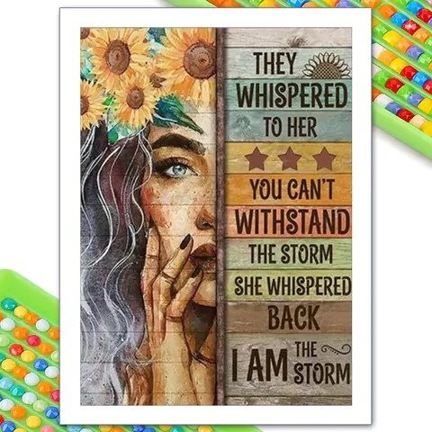 Adult Beginner 5D Diamond Painting Art Set Woman and Art Words DIY Full Round Gemstone Art Crafts, Suitable for Home Decoration 30x40cm/11.85x15.75inch