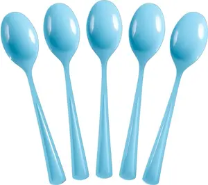 Heavy Duty Light Blue Plastic Spoons - 7 in. | 50 Count
