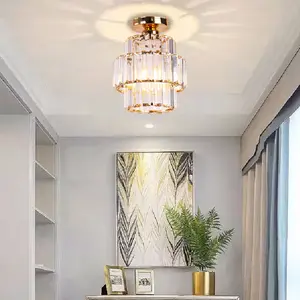 Modern Crystal Ceiling lamp LED Ceiling Light for Living Dining Bedroom Kitchen Hallway Semi Flush Mount QH-MC082