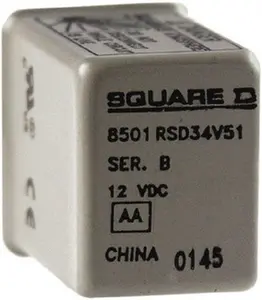 Square D Electromechanical Plug-in General Purpose Relay 5 Amp at 240 VAC, 4PDT, 12 VDC 8501RSD34V51