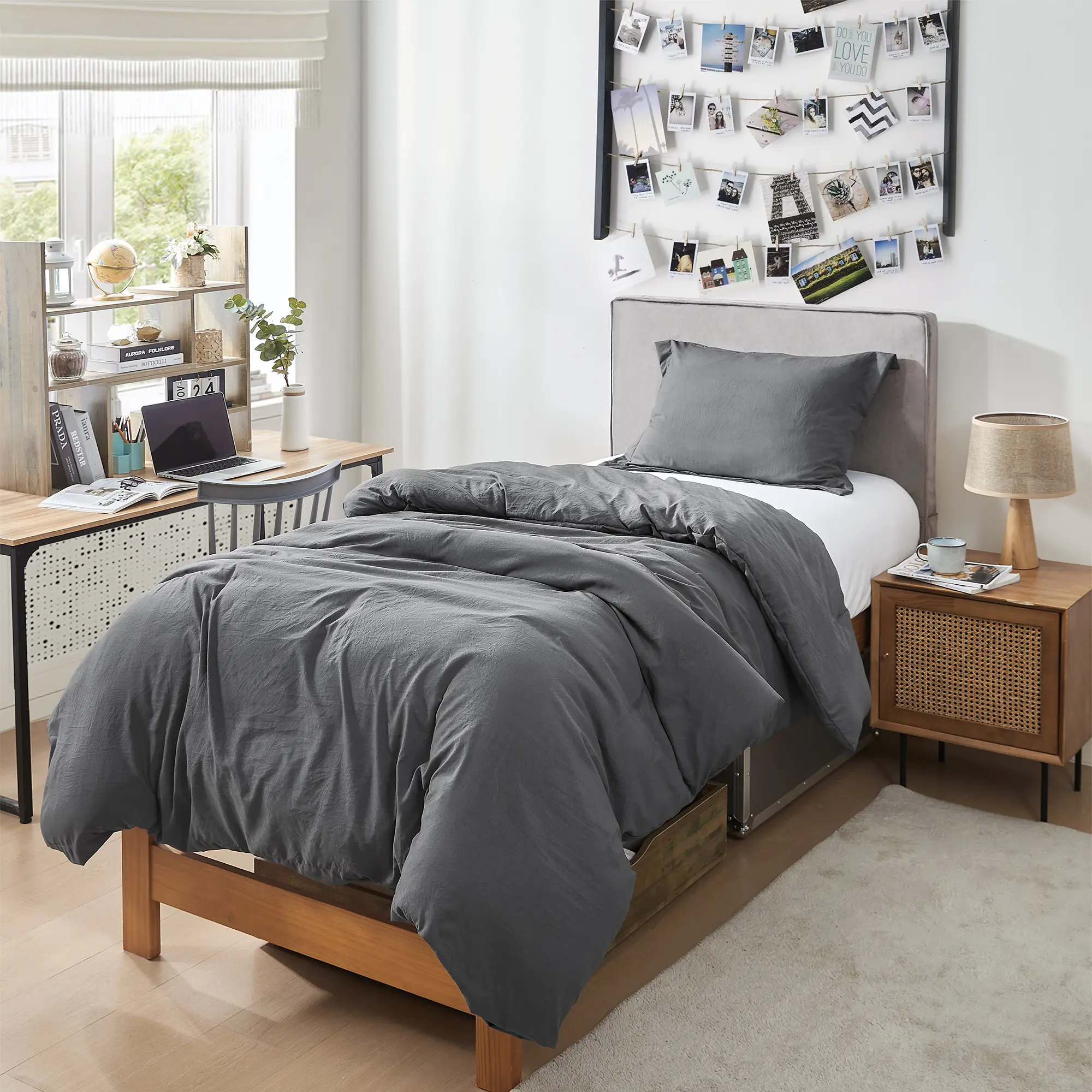 Natural Loft Twin XL Comforter Set - Charcoal