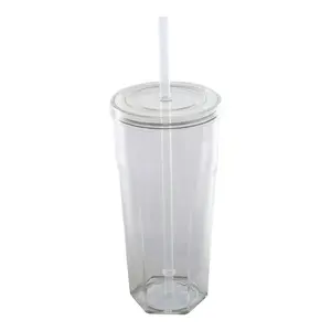 Mainstays 20oz Plastic Tumbler with Screw Top Lid and Straw for Easy Sipping and Versatile Use at Home Office or On the Go