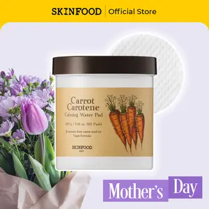 [SKINFOOD Official] Carrot Carotene Calming Water Toner Pads | mothersdaygift, Deep Hydration, Instant Redness Relief, After-Shave Soothing, Korean Skincare for Face & Body Care, 100% Cotton, 8.81 oz (60 Pads)