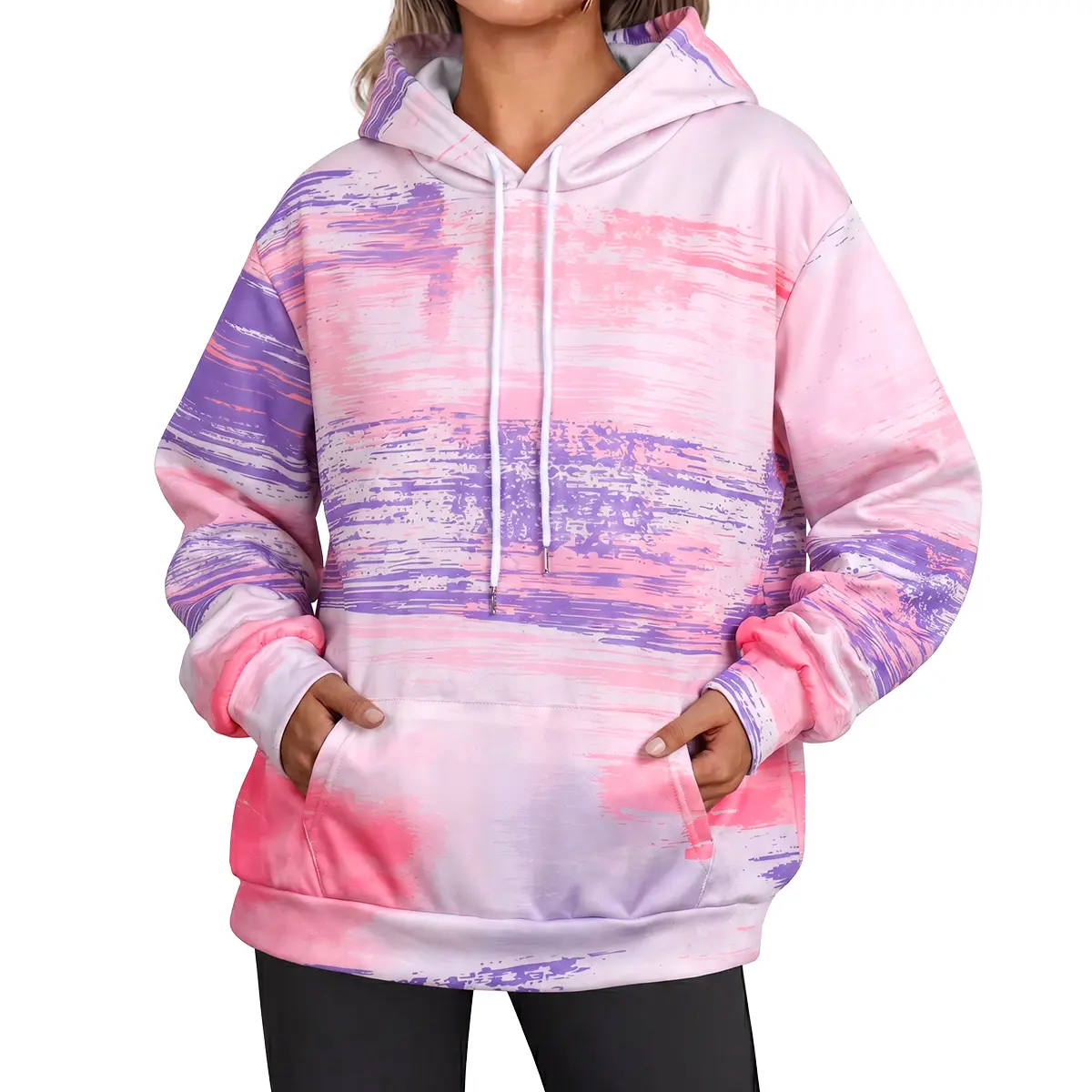MAENER Unisex Gradient Hoodie Lightweight Pullover Sweatshirt Long Sleeve Hooded Top Casual Streetwear Tie Dye Hoodie for Men Women Oversized Sweatshirt Womenswear Spring Fall Daily Outfit