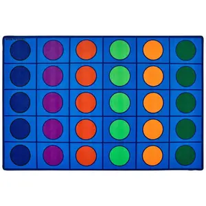 Rectangle Classroom Rug with Colorful Seating Circles : Ideal for Circle Time, Group Learning