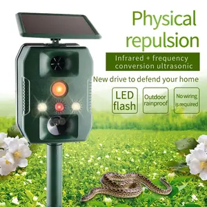 Solar Ultrasonic Repeller, Electronic Pest Repellent, Smart Variable Frequency Ip55 Waterproof, Fox Wolf Rat Snake Bird Mole Repellent, Farm Garden Lawn Outdoor Use