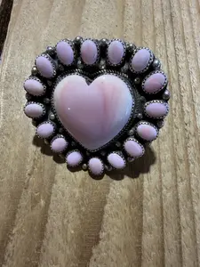 Christina Yazzie Large Pink Conch Heart Ring