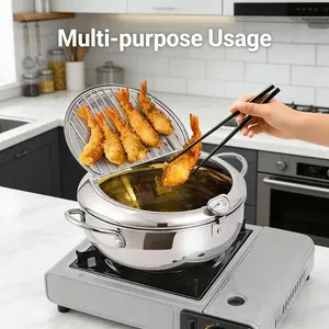 304 Stainless Steel Fryer Pot with Drainer Rack + 5 FREE Kitchen Tools!  Upgrade Your Kitchen