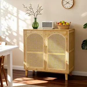Bamboo Kitchen Sideboard Buffet Cabinet w/ 2-tier Shelves Pantry Storage Cabinet