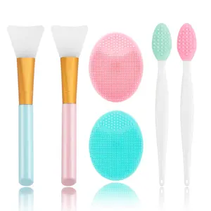Silicone Face Scrubber Set – 2PCS Exfoliating Lip Brushes, 2PCS Facial Cleansing Brushes, 2PCS Face Mask Brushes, Blackhead Remover and Skincare Tools for Women and Girls Comfort