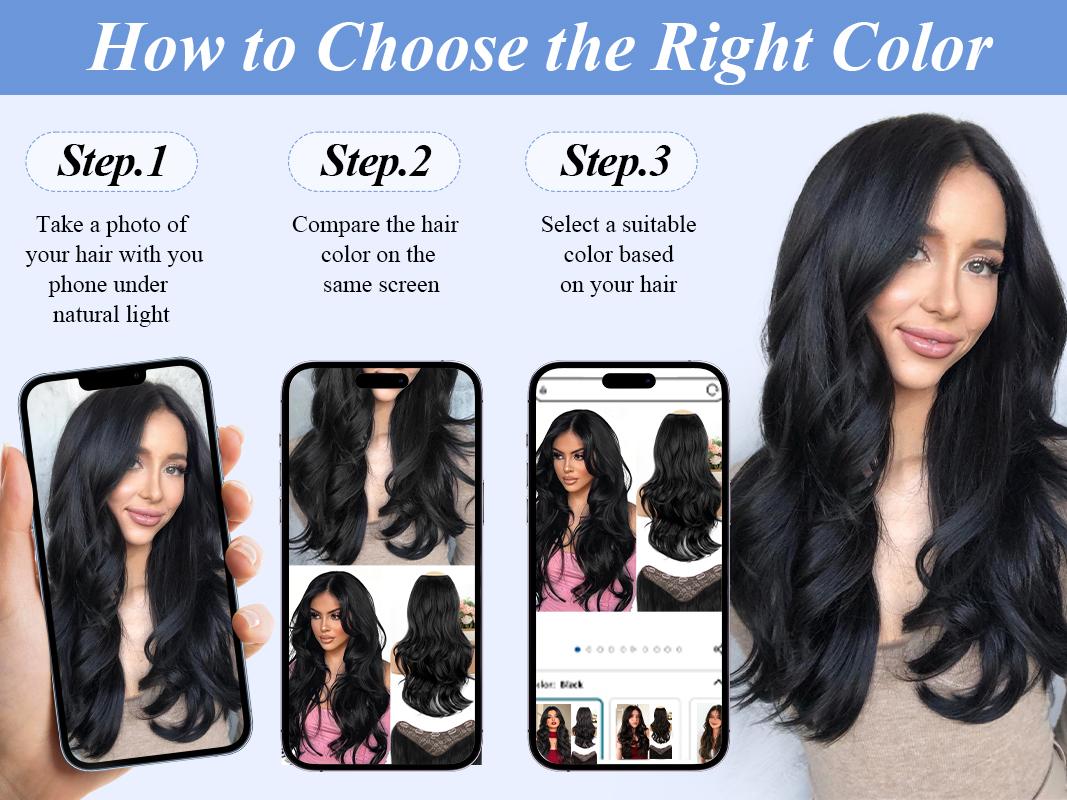 [Iridescent] Clip in Hair Extensions Synthetic Hair Extensions Long Layered Wavy Hairpieces Soft Clip Ins Full Head Hairpieces for Women
