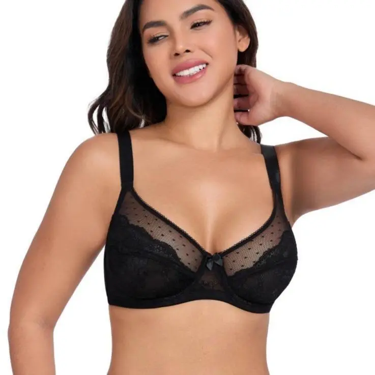 【NEW】Ultra-thin and comfortable.Large size new lace trim bra full coverage bra