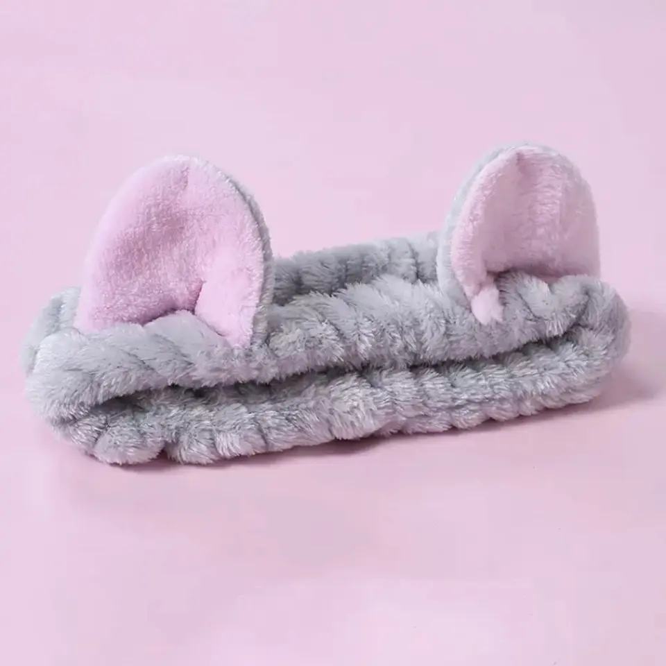 K-Beauty Gray Cat Headband for Women, Soft and Cute