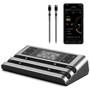 Meat Thermometer, Dual-Sensor Probe, 500FT Remote, Dedicated App, Real-Time Temp for Oven/Grill -, Precise for Steak