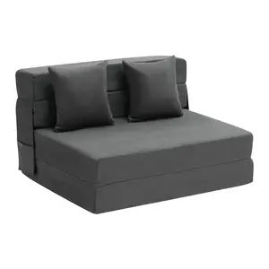 VEVOR Folding Sofa Bed,  3-in-1 Foldable Couch Bed with 2 Pillows and Washable Cover, 25D High Density Memory Foam Convertible Sleeper Chair Bed, Futon Couch for Living Room, Bedroom, Dark Grey(Twin)