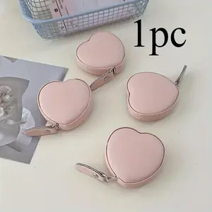 1pc, Household Clothing Tape Measure, Pink Heart Tape Measure, Soft Leather Tape Measure For Cutting, Waist Measurement, Portable Mini Tape Measure, Retractable Tape Measure, Durable Tape Measure