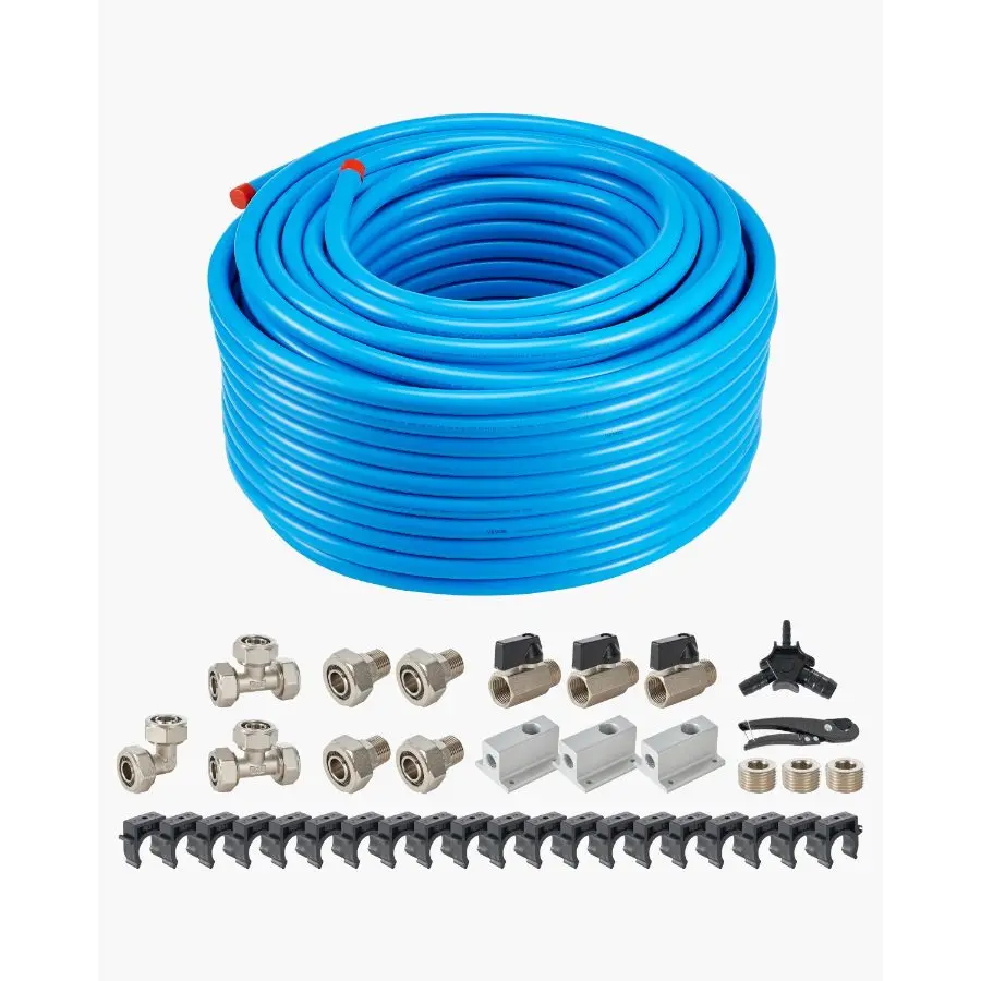 【DealsForYouDays】【DealsForYouDays】 VEVOR Air Compressor Line Kit, 200FTx 3/4, HDPE-Aluminum Compressed Air Piping System, Leak-Proof Easy-to-Install, Compressed Air Line Tubing Kit for Garages Workshops, Blue, Easy Install Ideal For Any Space Pipedealsfor