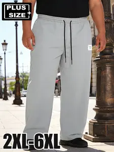 Large Size Men's Pants, Loose Casual Trousers, Casual Comfy Trouser, Four-Season Elastic Waist Solid Color Simple Casual Pants, Ideal for Daily Walking, Sports, Fitness, Versatile