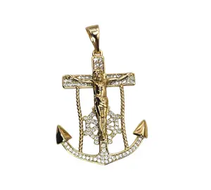 Anchor Crucifix 14k Gold Plated Pendant Unisex