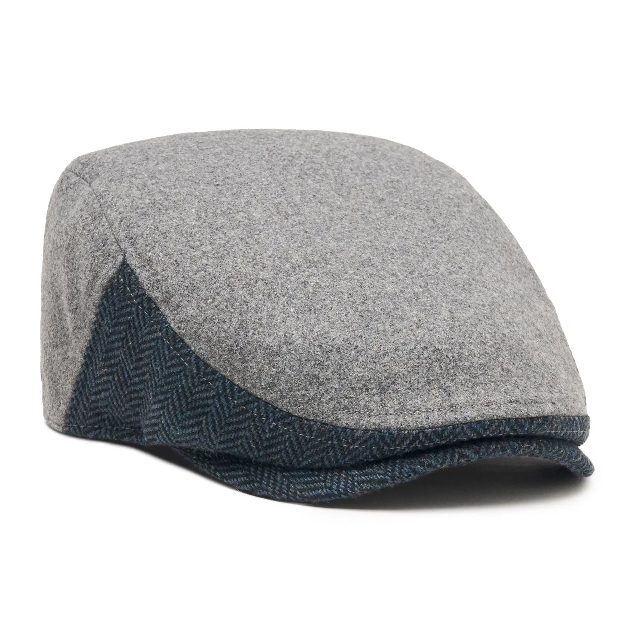 The Legacy Boston Scally Cap - Grey & Patriot Blue Herringbone