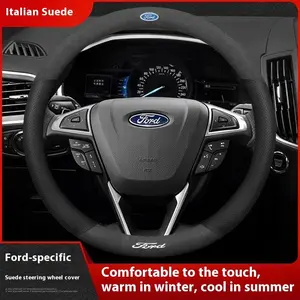 Car Anti-Slip Ventilate Suede Steering Wheel Cover Ford Mondeo Focus Fiesta Puma Edge Explorer Ecosport Ranger F150 Kuga Fusion