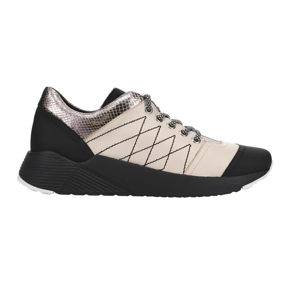 VANELi Womens Aberly Metallic Lace Up Sneakers Shoes Casual - Black, Off White