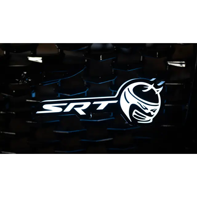Flow Series RGB SRT Angry Bee Luminous LED Grill Custom Emblem Badge Light - Removable, Smooth, Weather-Resistant Car Exterior Sticker Accessory for Dodge Charger, Challenger, Durango (Luminous Emblem for Car Transformation)