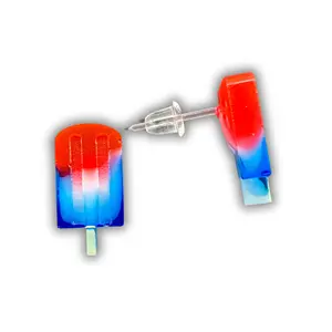 Popsicle Resin Stud Earrings with Hypoallergenic Plastic Posts for Sensitive Ears