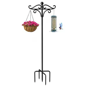 Shepherd Hook, Garden Hook, Rust-Resistant Bird Feeder Pole, Five-Petal Base Outdoor Hanging Plant Lantern Bird Feeder Wedding Decorative Pole Bracket