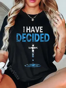 100% Cotton Unisex I Have Decided Christian Baptism Cross Water Faith T-Shirt