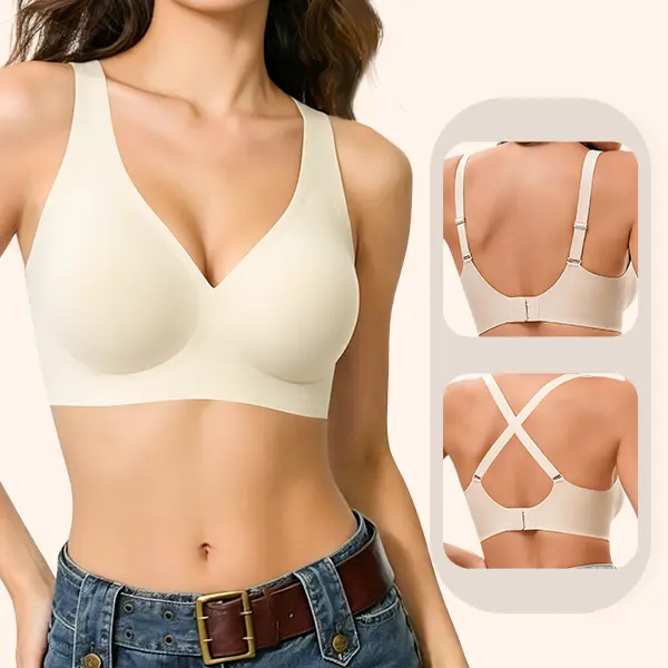 2026 New Arrival Deep V Wireless Bra with Jelly Strips, Full Coverage Seamless Everyday Bra for Women light support t-shirt bra woman comfortable push-up bralette Leopard Womenswear