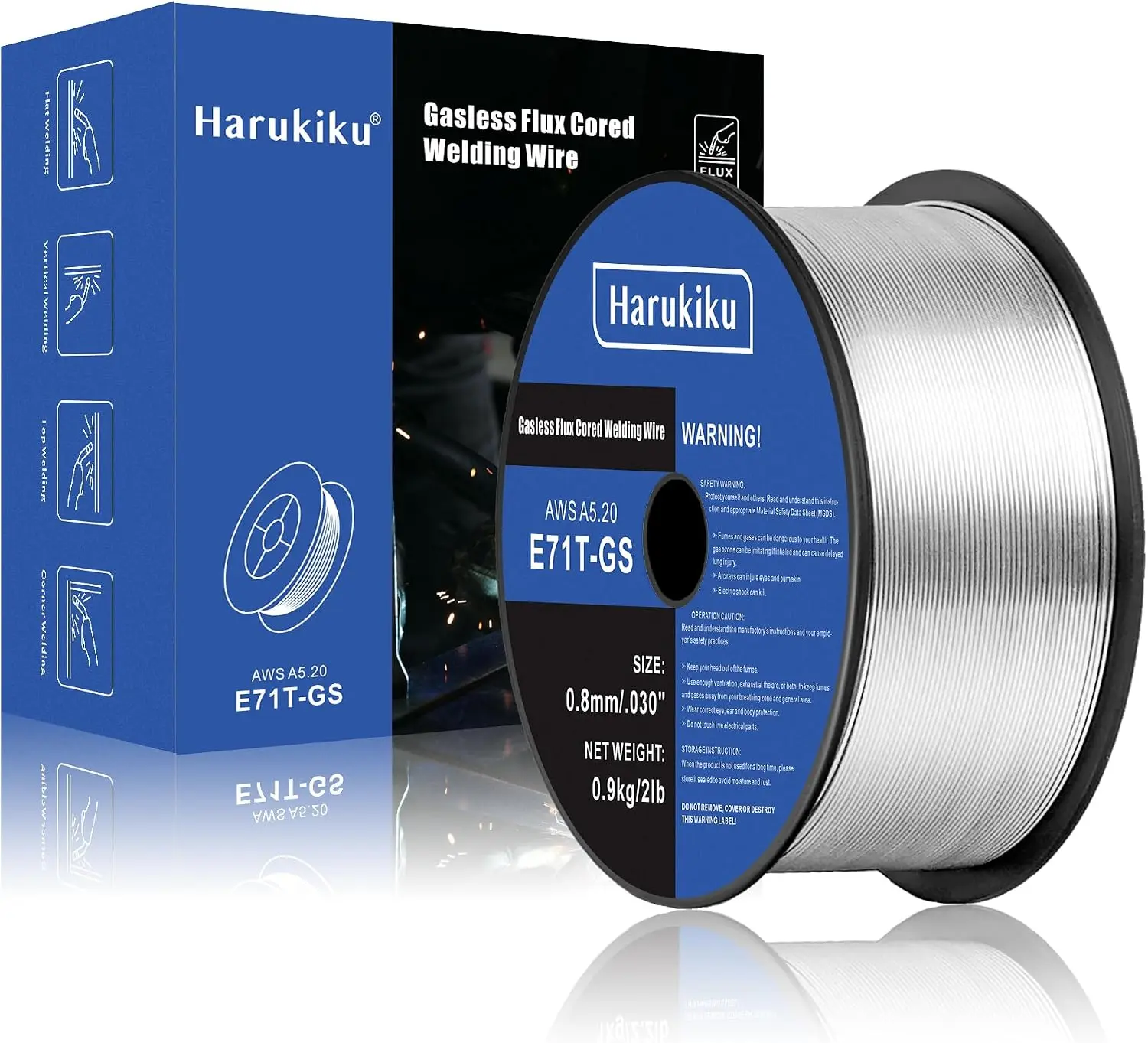 .030" Flux Core Wire, E71T-GS Mild Carbon, Low Spatter Gasless MIG Wire, 2-Pound Spool – for Windy Conditions, DIY, Farm & Fence Work, Vehicle Repairs
