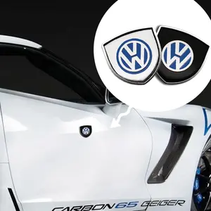2Pcs Metal 3D Car Logo Body Shield Emblem Stickers Car Decals Auto Badge Accessories For Volkswagen R GTI Golf Caddy Passat b6 Tiguan Polo Accessories