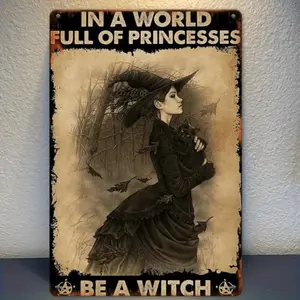 Vintage Witch Wall Sign Featuring Inspirational Quote Waterproof Multiuse Decor for Indoor Outdoor Spaces