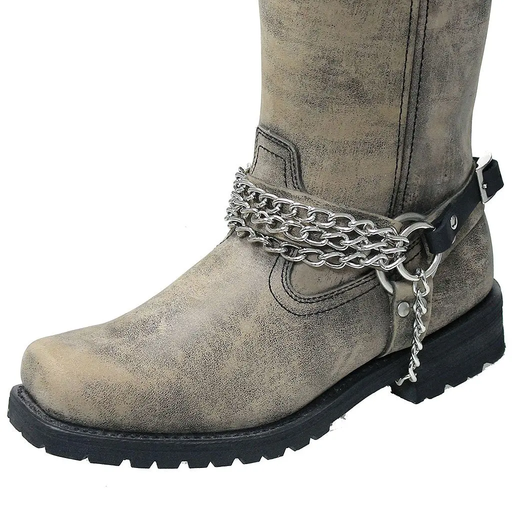 JAMIN LEATHER® Triple Chain Boot Straps #BS31 Leather Footwear with Chain Design and Comfortable Fit