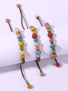 Boho Ceramic Bracelet Handmade Adjustable Ethnic Style Jewelry for Women, Unique Bohemian Design Accessory for Daily Wear & Gifts, Stackable Bracelets, Boho Style Bangles