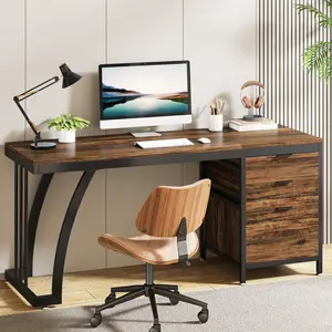 Tribesigns Computer Desk with 3 Drawers, 59-Inch Large Desk with Reversible Drawer Cabinet Tribesigns Computer Desk with 3 Drawers, 59-Inch Large Desk with Reversible Drawer Cabinet